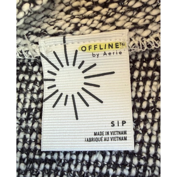 OFFLINE by Aerie Funnel Neck Sweatshirt Black White Marled Pullover Small S/P - Picture 7 of 10